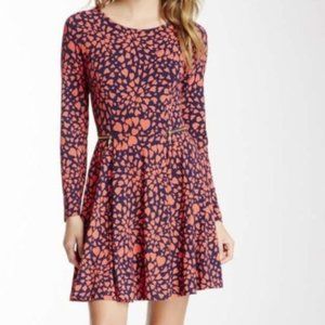 Juicy Couture Heart Pattern Red Navy Dress Size Small